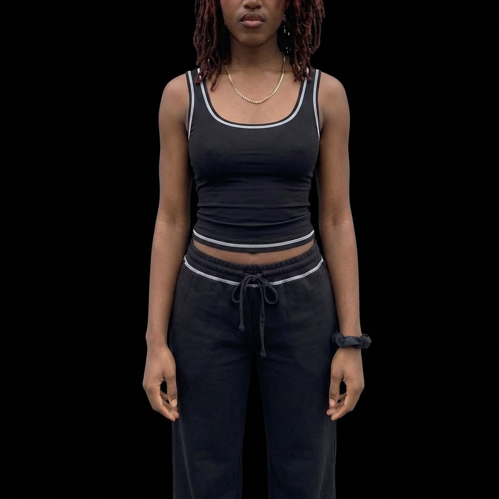 Scoop Neck Tank Top and Drawstring Pants Set