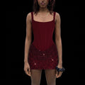 Sequin Wide Strap Mini Dress